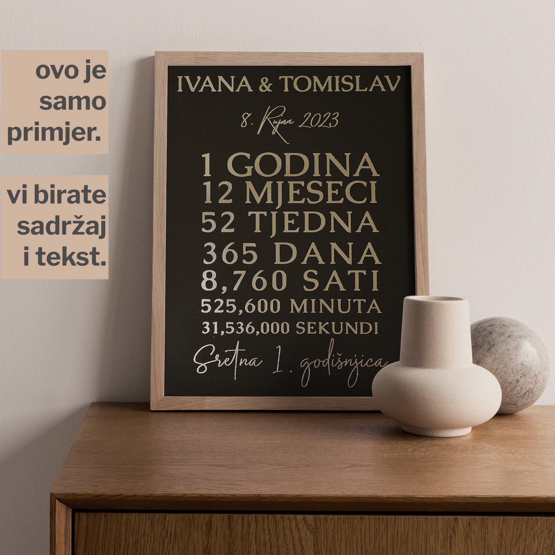 personalizirani poklon za 1. godišnjicu s metalnom folijom