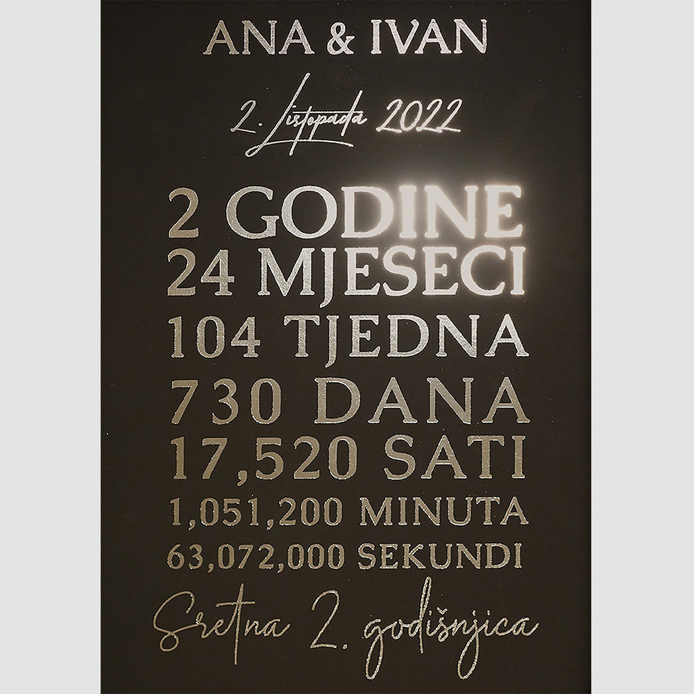 personalizirani poklon za 2. godišnjicu s metalnom folijom