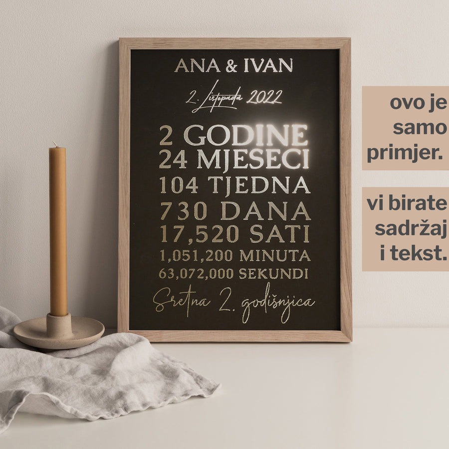 personalizirani poklon za 2. godišnjicu s metalnom folijom