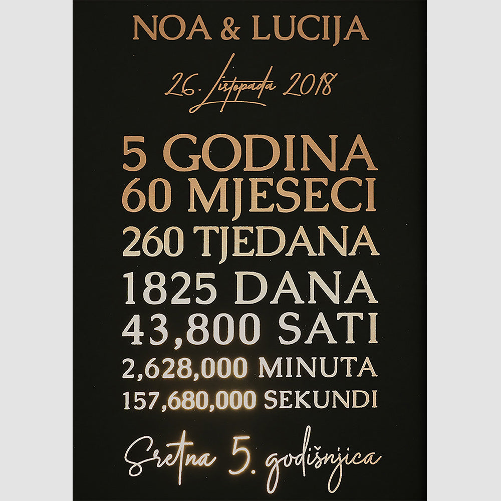 personalizirani poklon za 5. godišnjicu s metalnom folijom