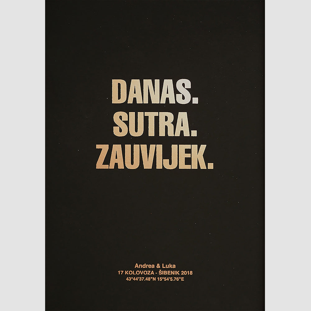 danas sutra zauvijek personalizirani print za obitelj i parove s metalnom folijom