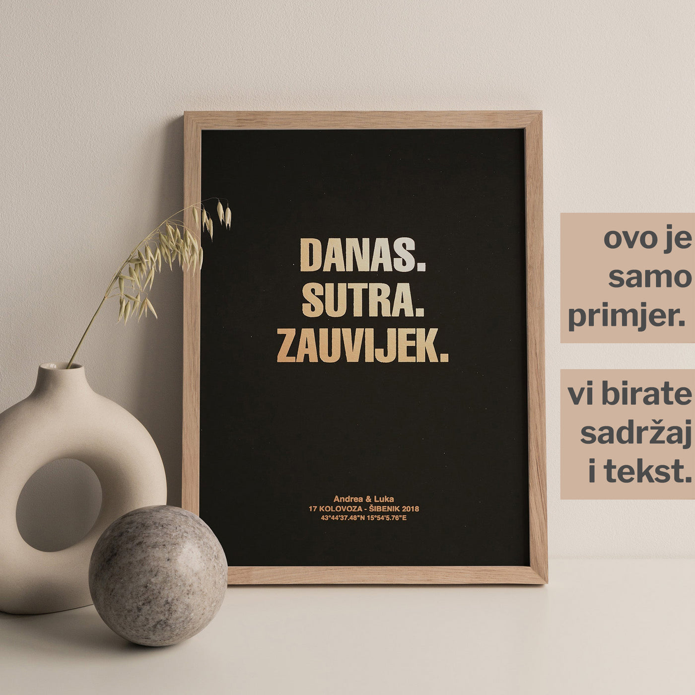 danas sutra zauvijek personalizirani print za obitelj i parove s metalnom folijom
