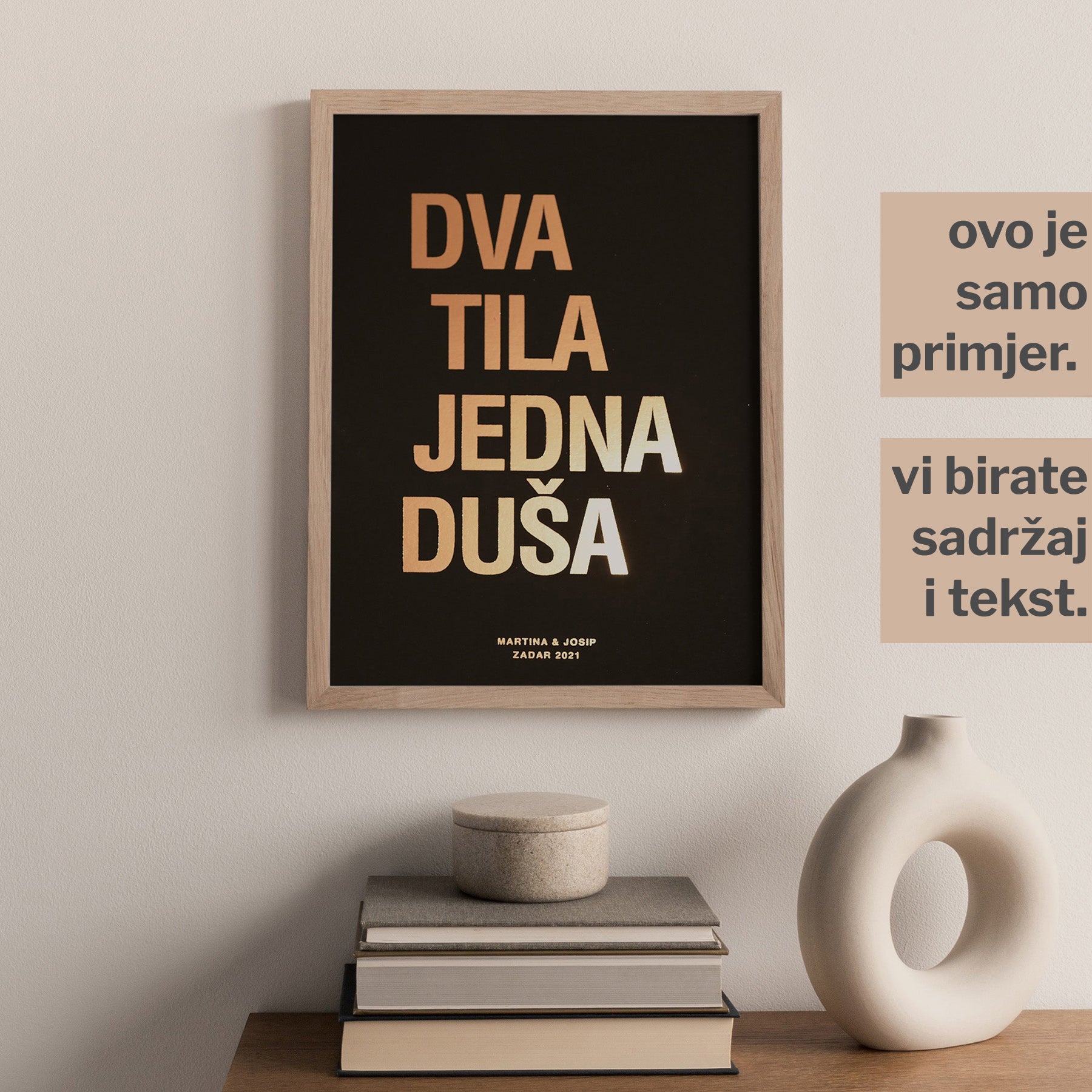 dva tila jedna duša personalizirani print za parove s metalnom folijom