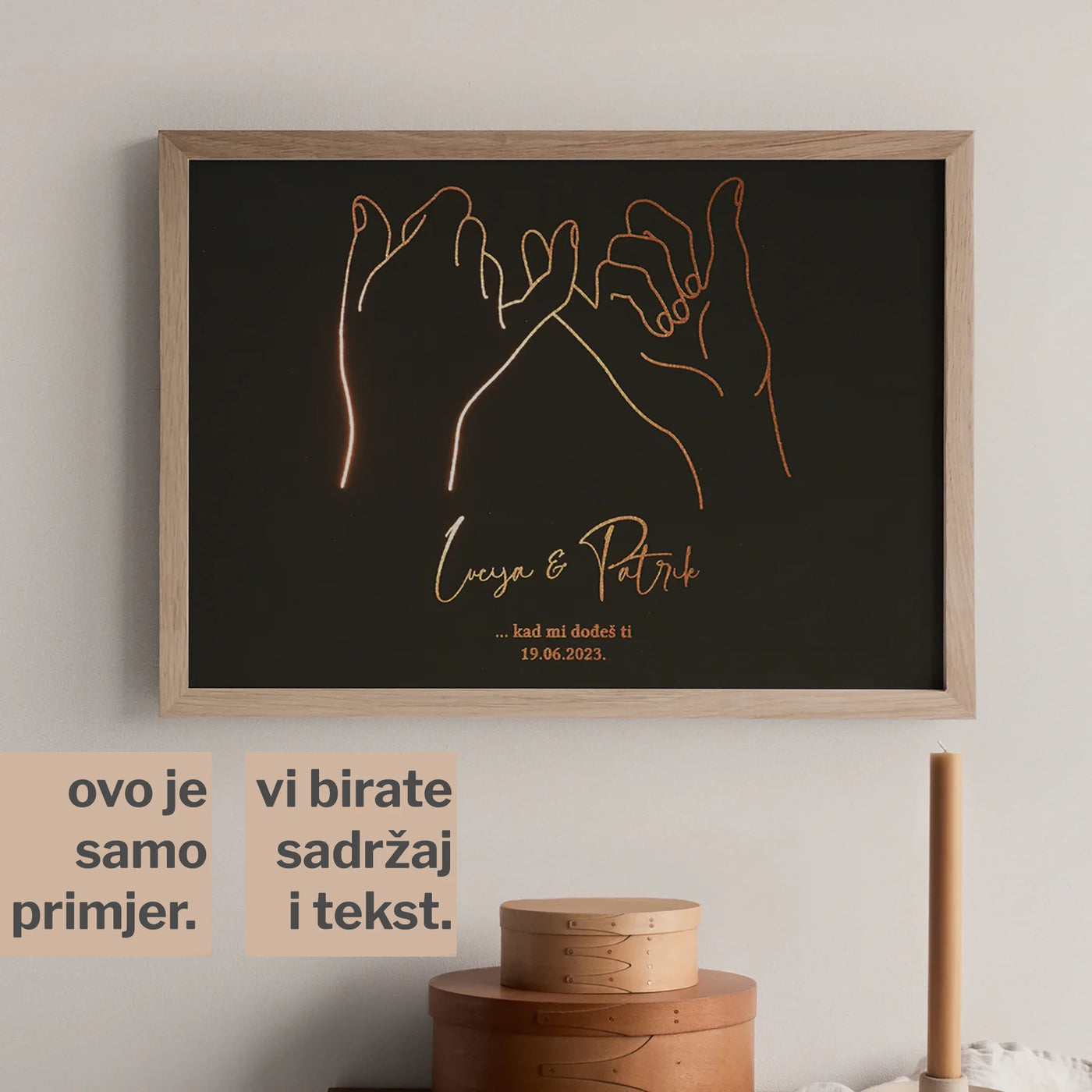 personalizirani print para s obrisom ruku s metalnom folijom