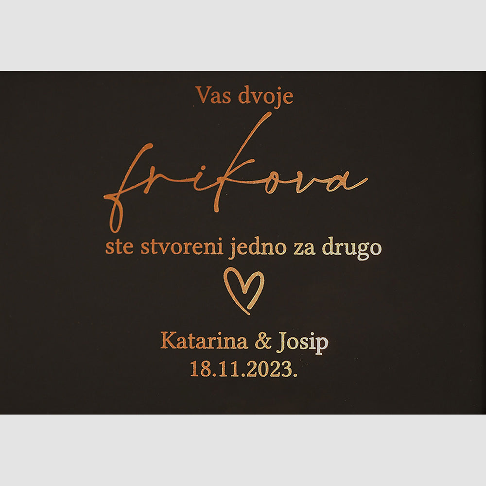 frikovi personalizirani pokloni za parove s metalnom folijom