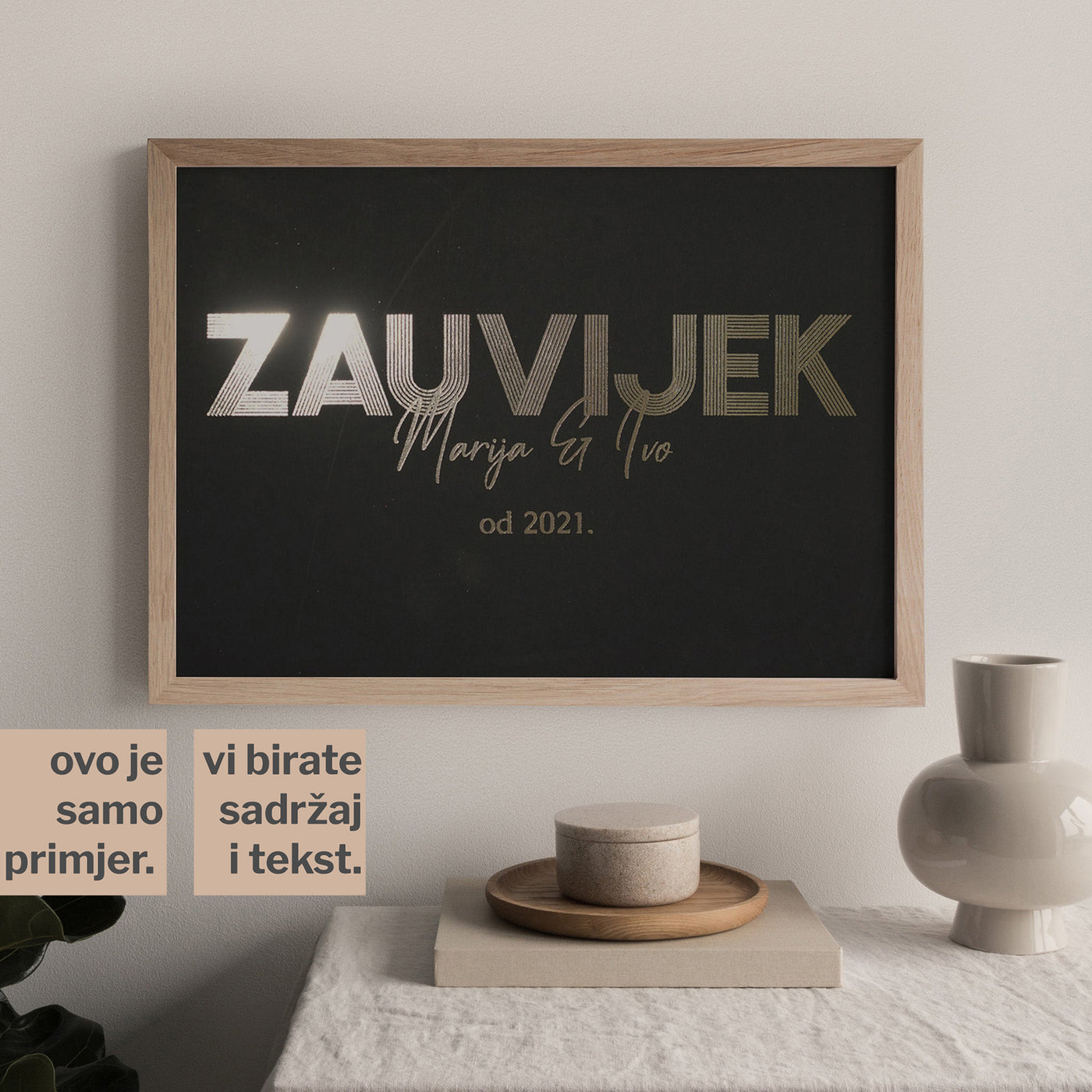 zauvijek personalizirani print za obitelji i parove s metalnom folijom
