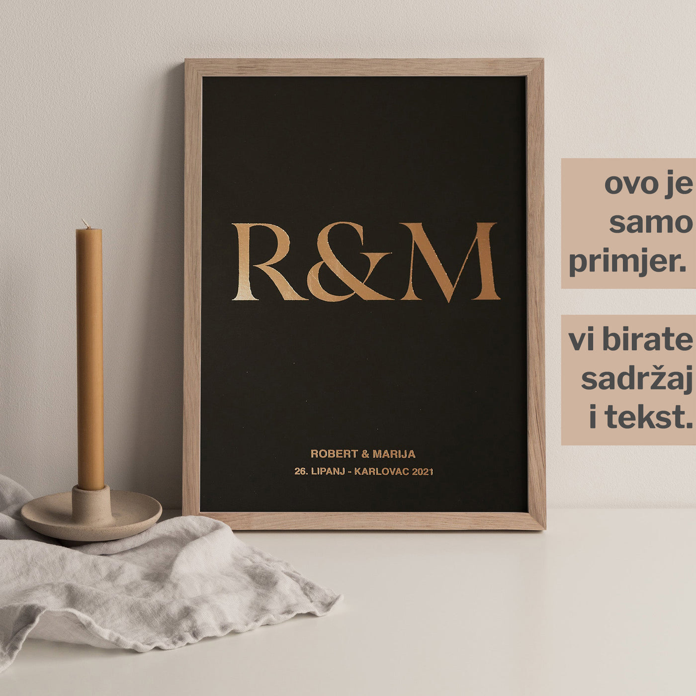 inicijali para personalizirani print s metalnom folijom