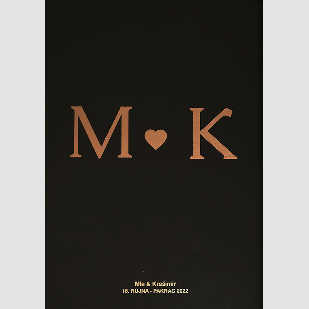 personalizirani poster inicijala para s metalnom folijom