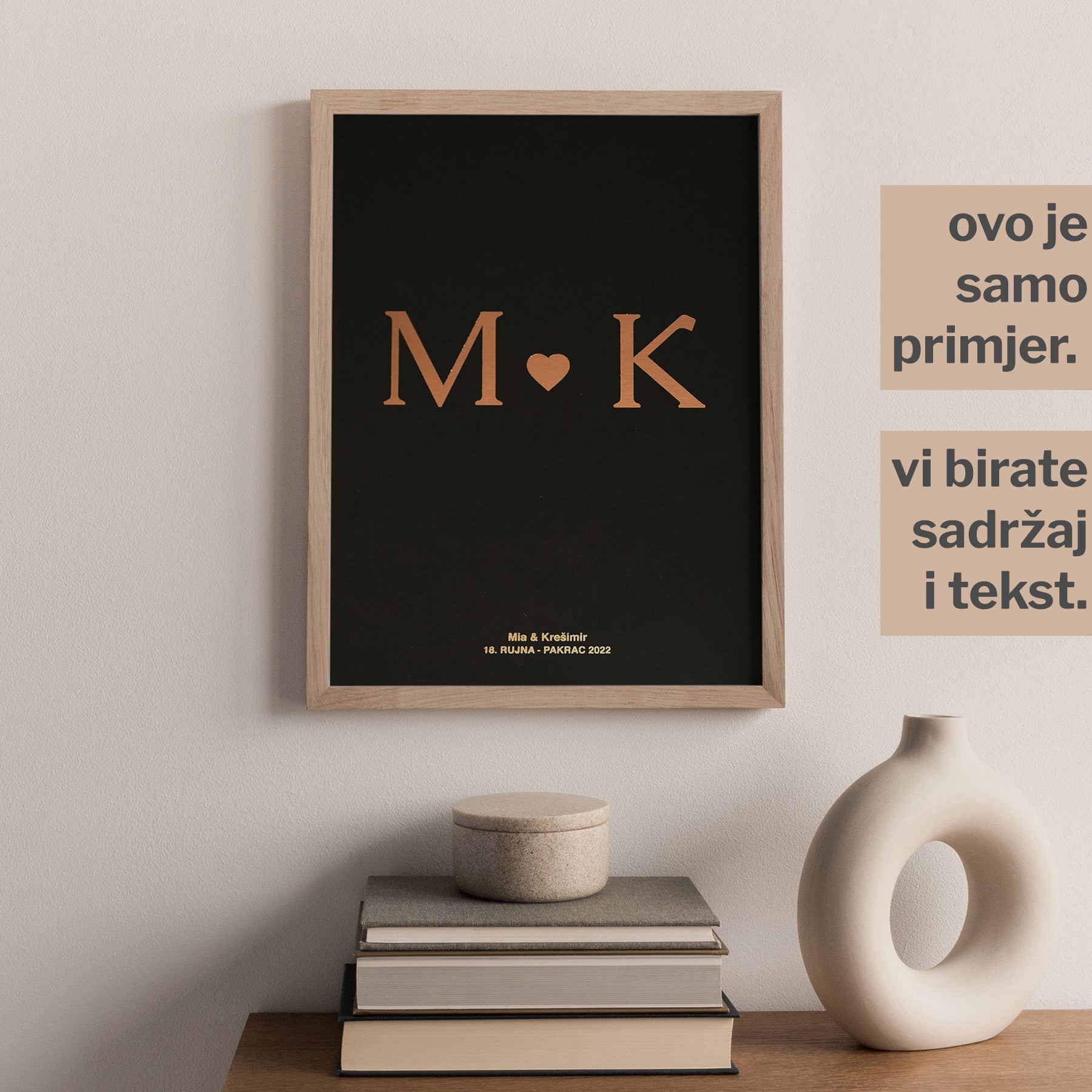 personalizirani poster inicijala para s metalnom folijom