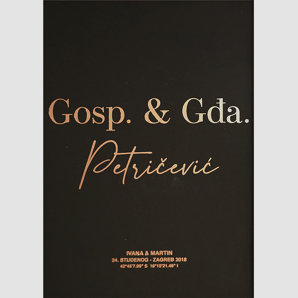 gospodin i gospođa personalizirani print za parove s metalnom folijom
