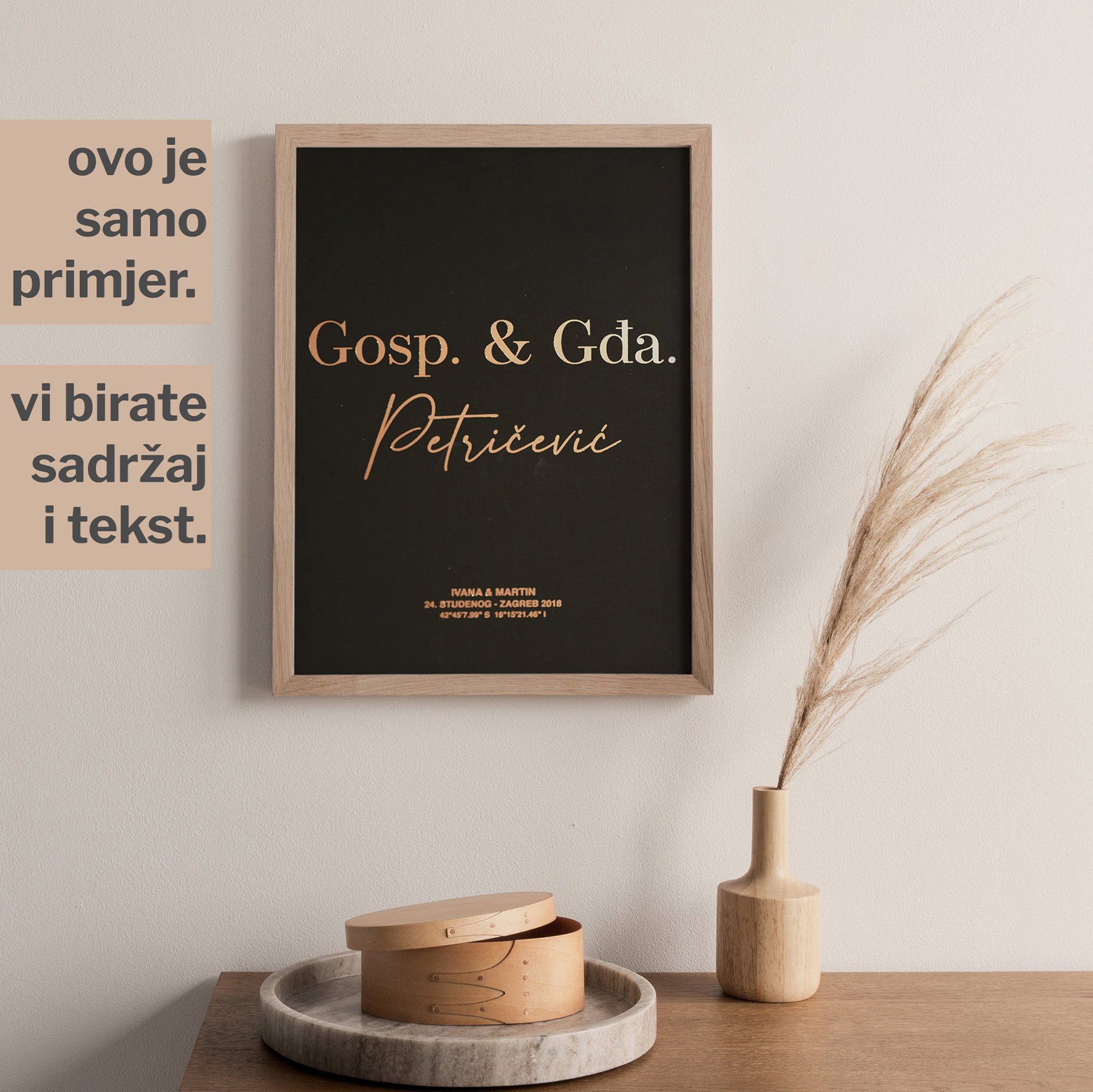 gospodin i gospođa personalizirani print za parove s metalnom folijom