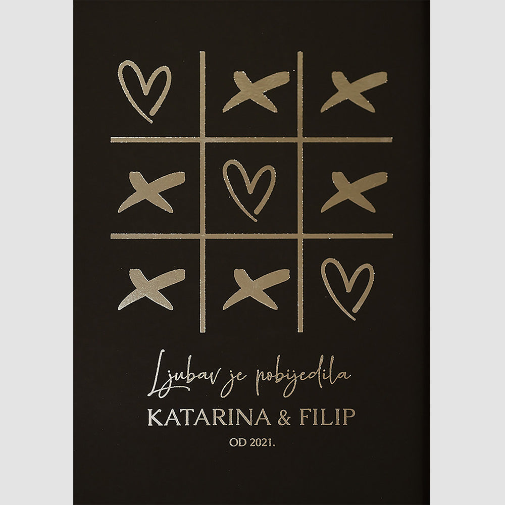 križić kružić. ljubav personalizirani print za parove s metalnom folijom