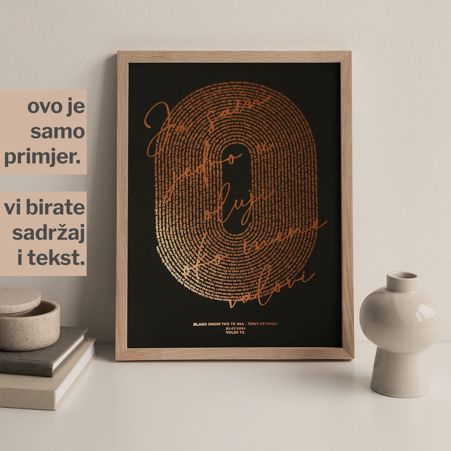 personalizirana pjesma ili citat s metalnom folijom