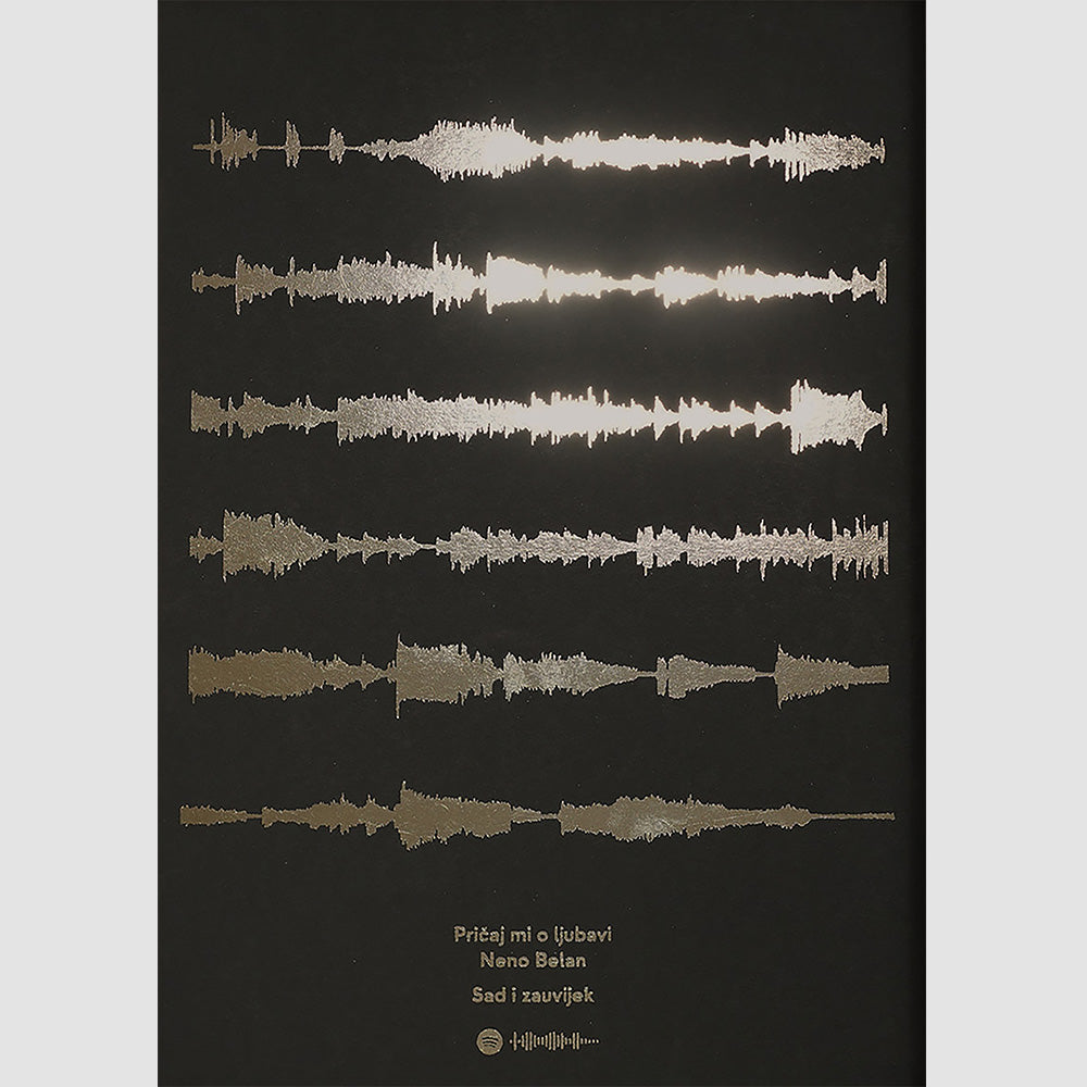 omiljena pjesma u obliku zvučnog vala s metalnom folijom