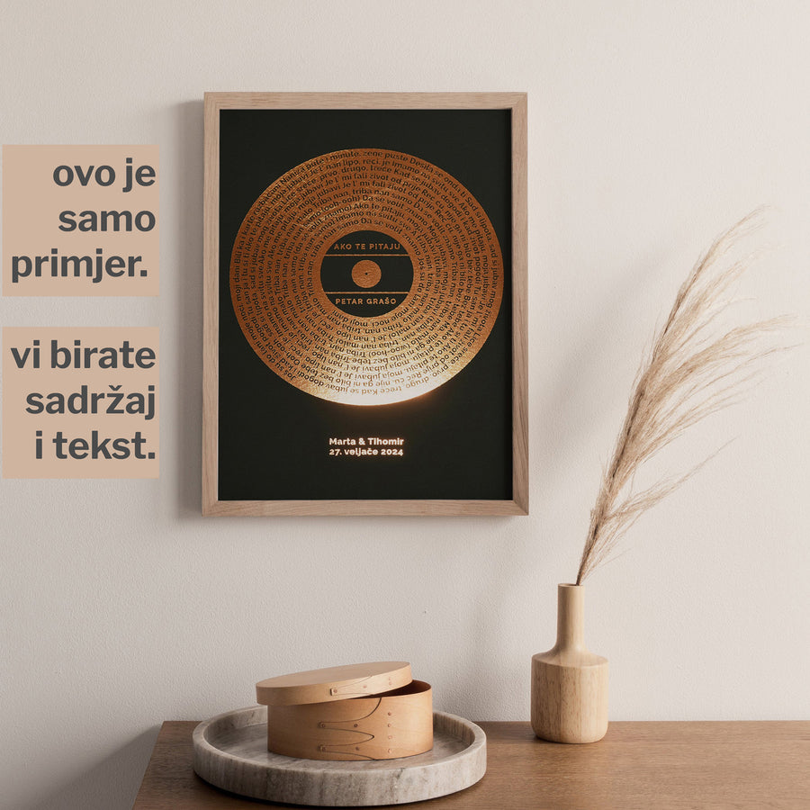 personalizirana pjesma u obliku ploče s metalnom folijom