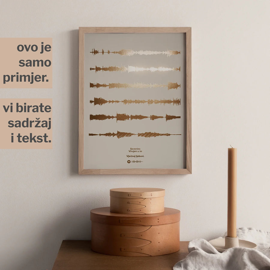 personalizirani zvučni val omiljene pjesme s metalnom folijom