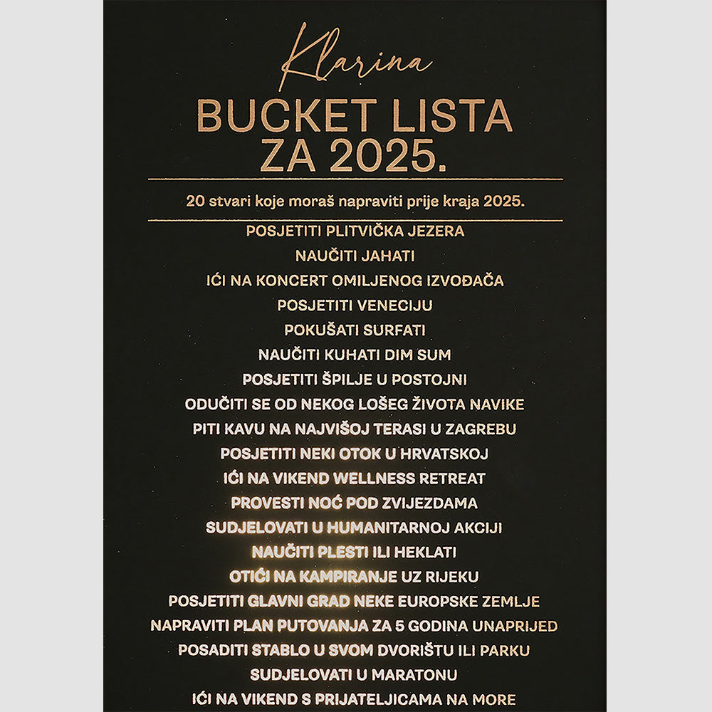 bucket lista personalizirani print s metalnom folijom