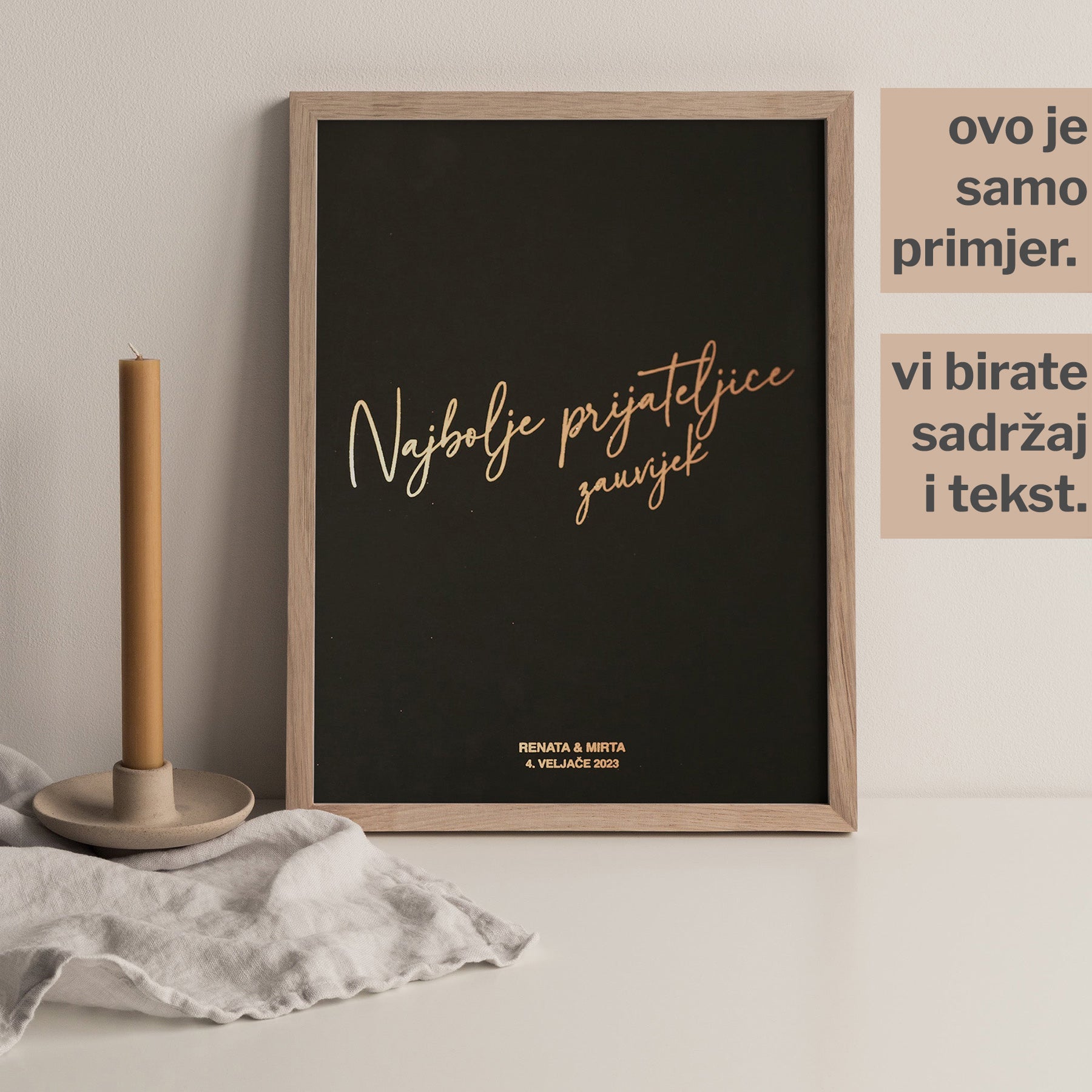 najbolje prijateljice zauvijek print s metalnom folijom