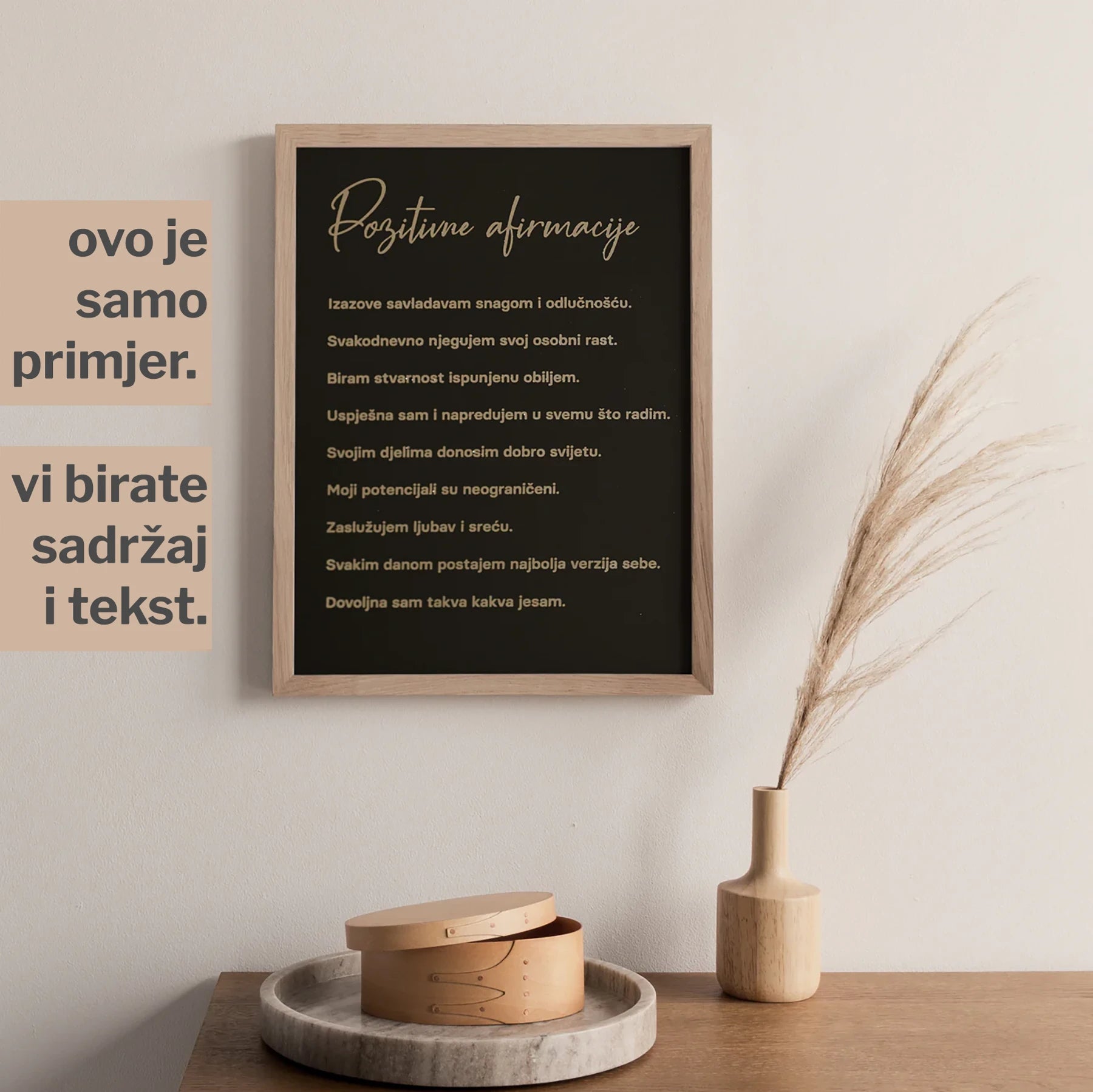 pozitivne afirmacije personalizirani print s metalnom folijom