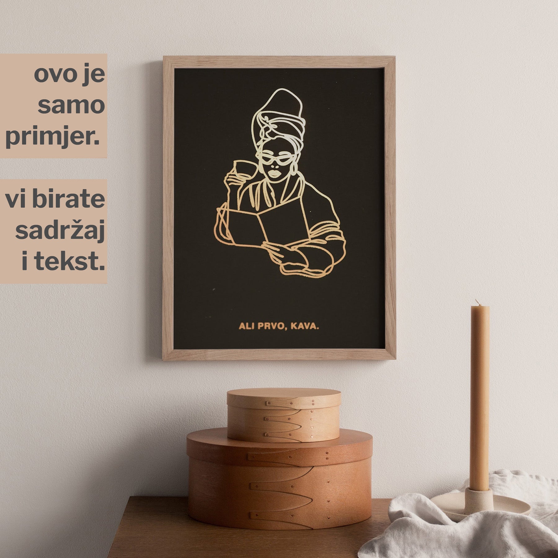 ali prvo kava personalizirani print za prijateljicu s metalnom folijom