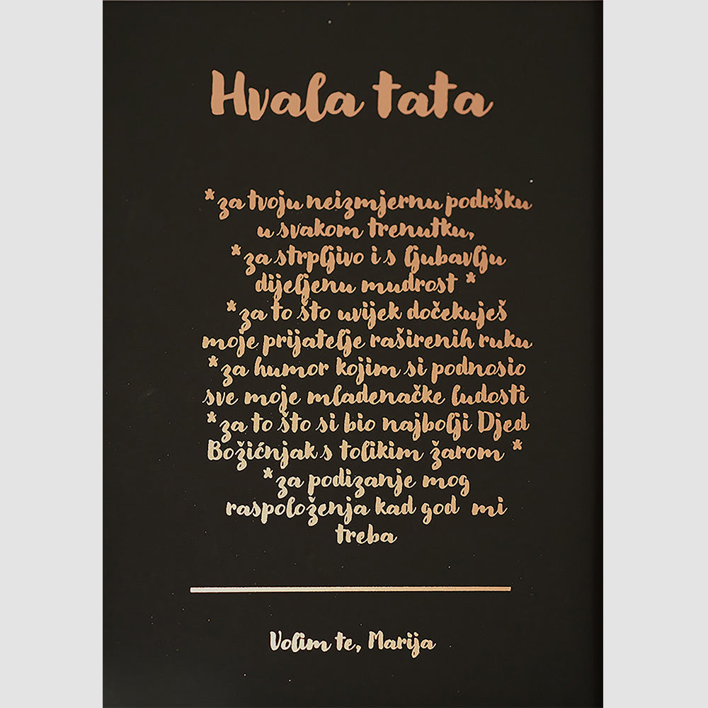 hvala tata personalizirana pjesma print s metalnom folijom