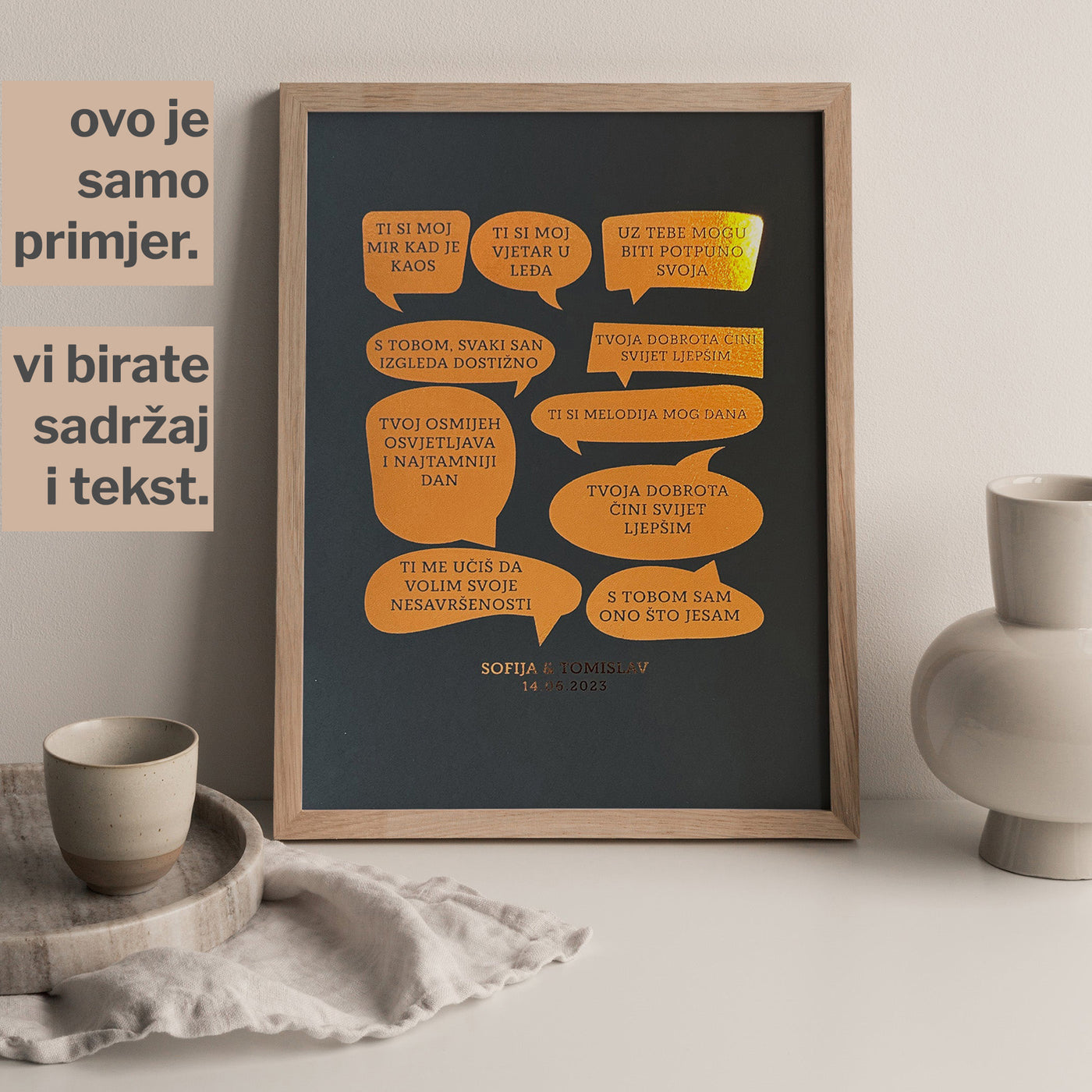 razlozi zašto te volim personalizirani print s metalnom folijom