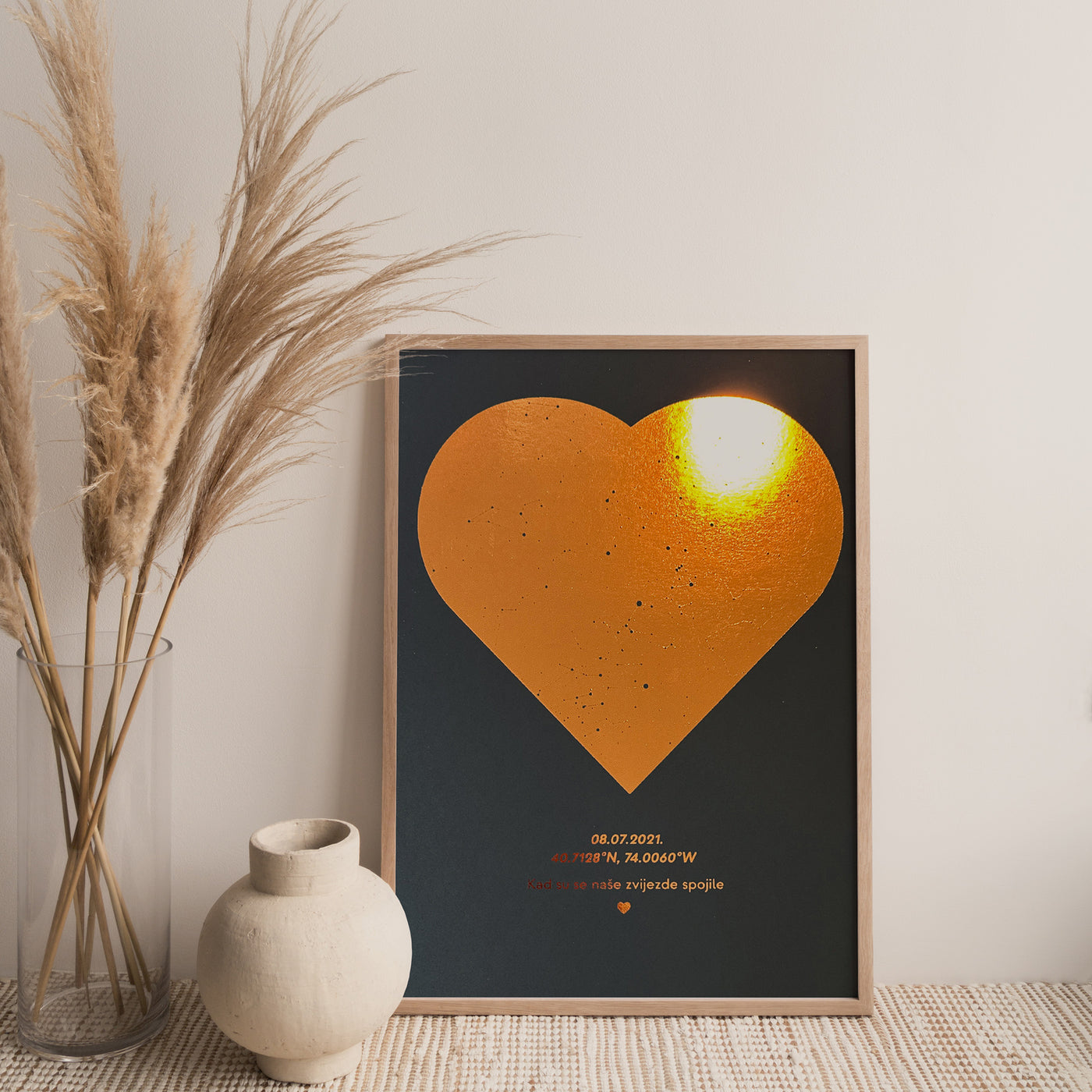 karta zvijezda u obliku srca s metalnom folijom