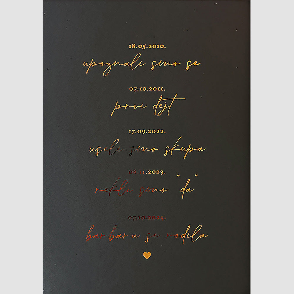 važni događaji personalizirani print s metalnom folijom