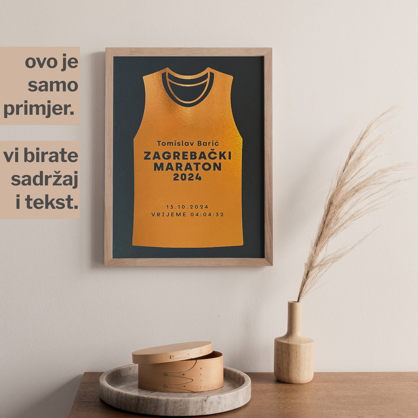 personalizirani print za završetak maratona s metalnom folijom