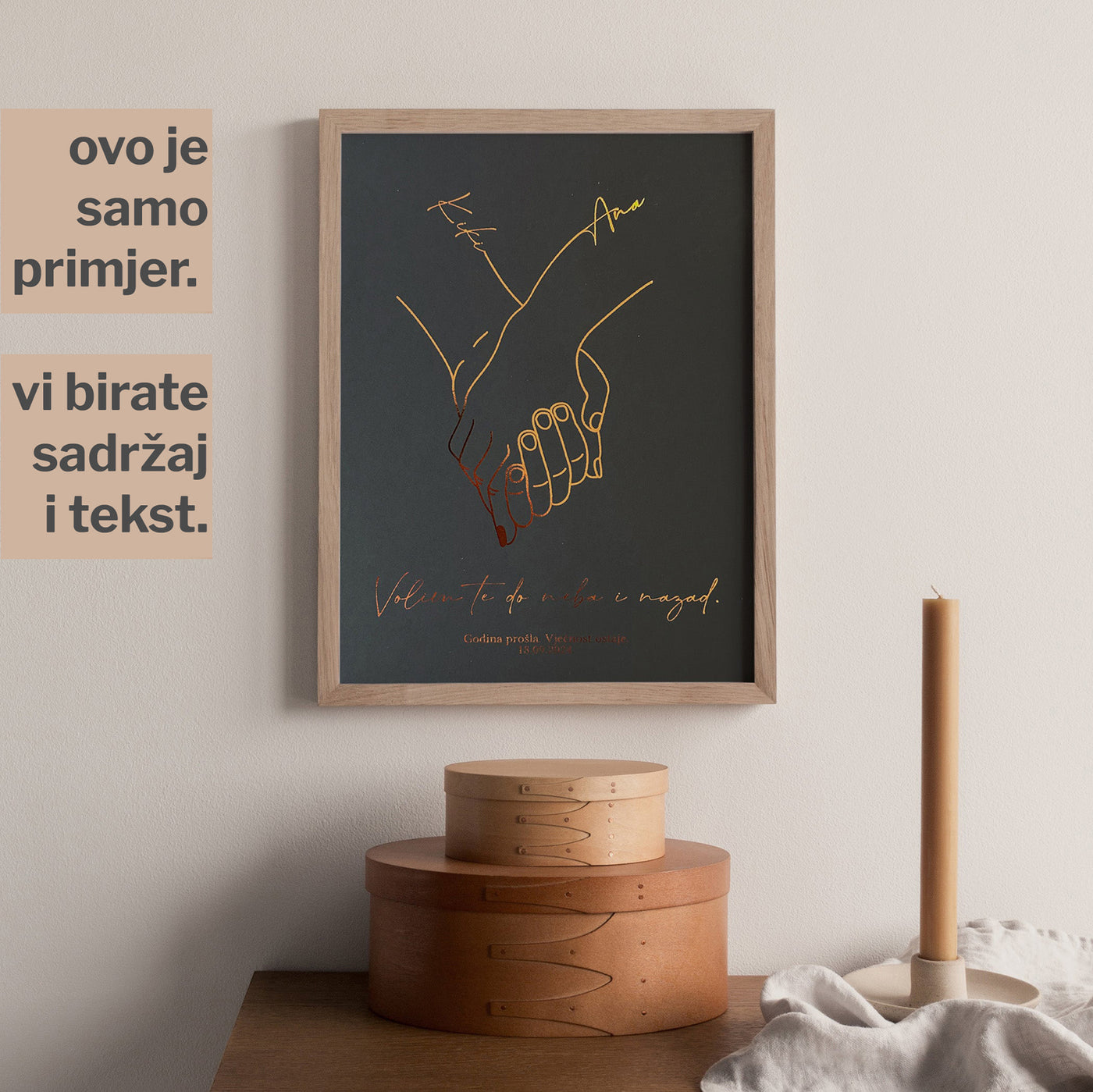 personalizirani print para koji se drži za ruke s metalnom folijom