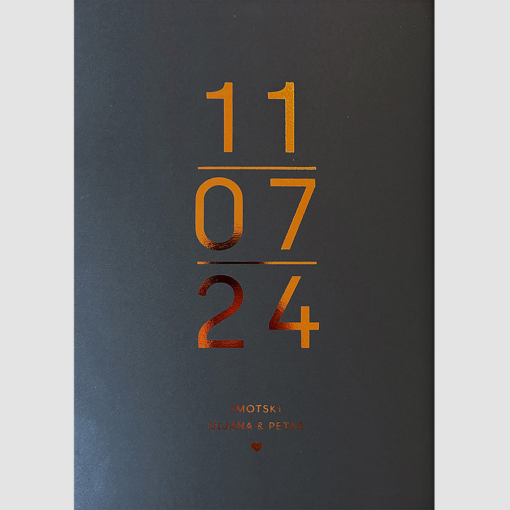 datum rođenja ili zaruka personalizirani print s metalnom folijom