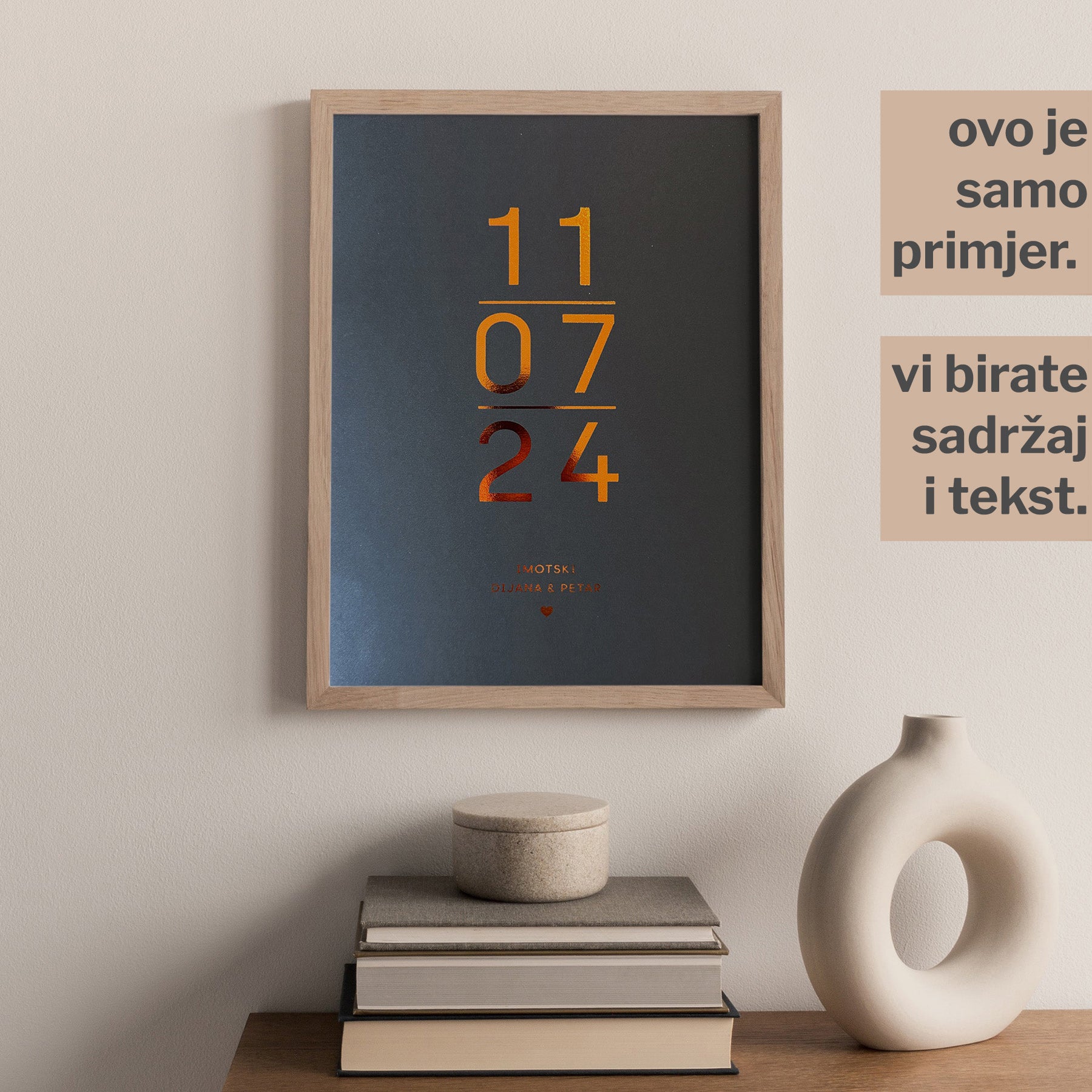 datum rođenja ili zaruka personalizirani print s metalnom folijom