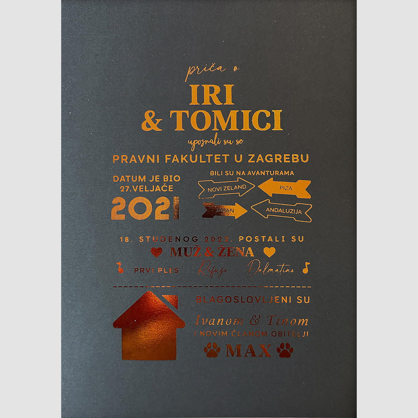 naša priča. personalizirani print s metalnom folijom