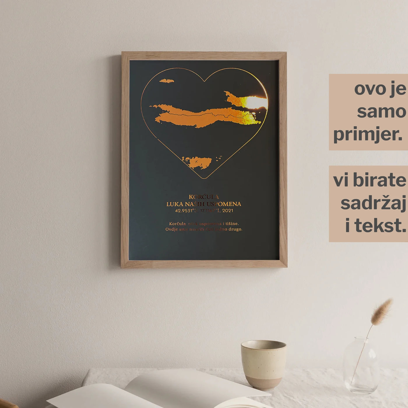 personalizirana karta u obliku srca s metalnom folijom