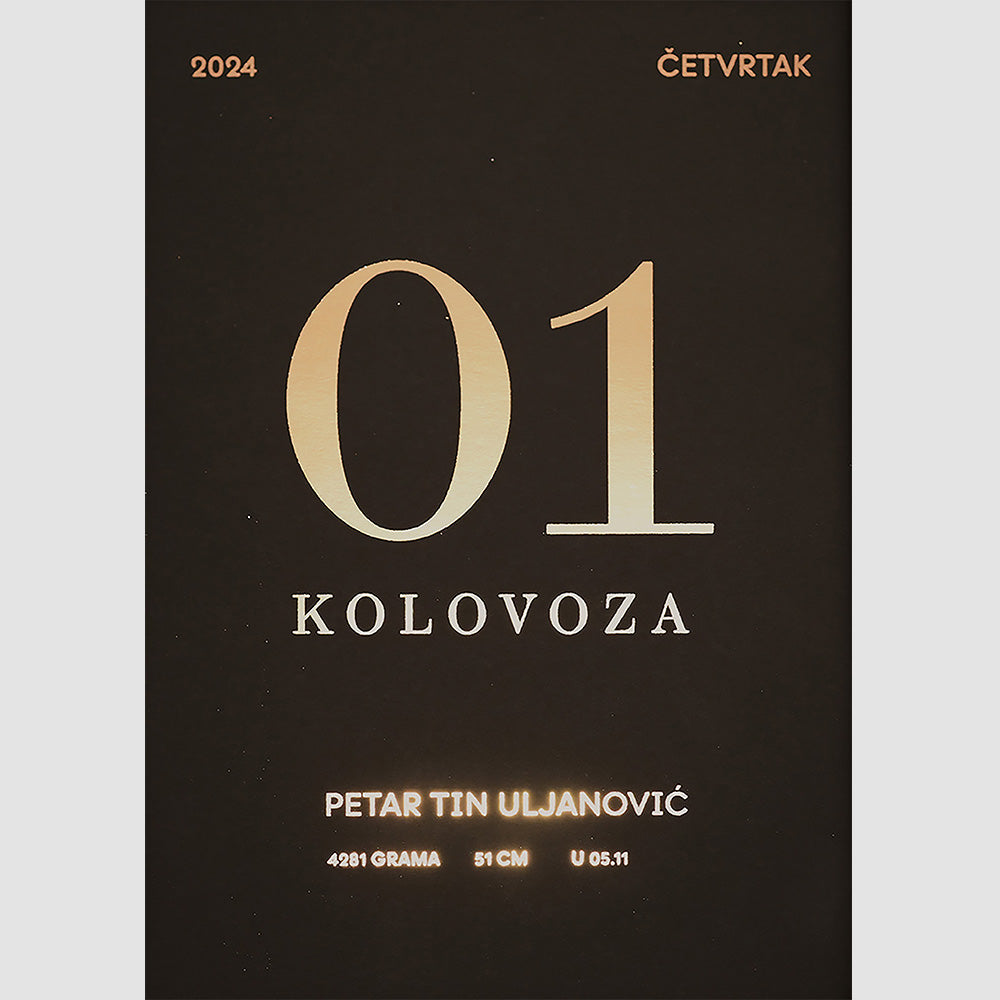 personalizirani datum i detalji bebe personalizirani print s metalnom folijom