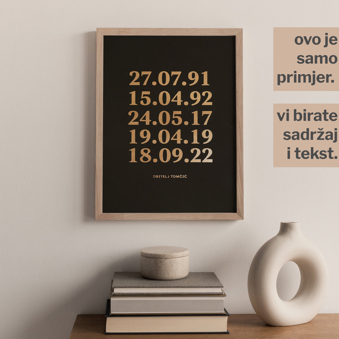 personalizirani datumi rođenja članova obitelji s metalnom folijom