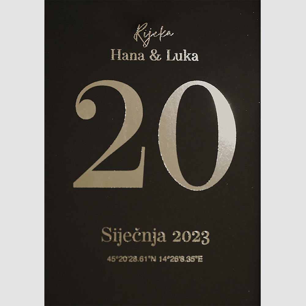 personalizirani datum obljetnice ili rođenja s metalnom folijom