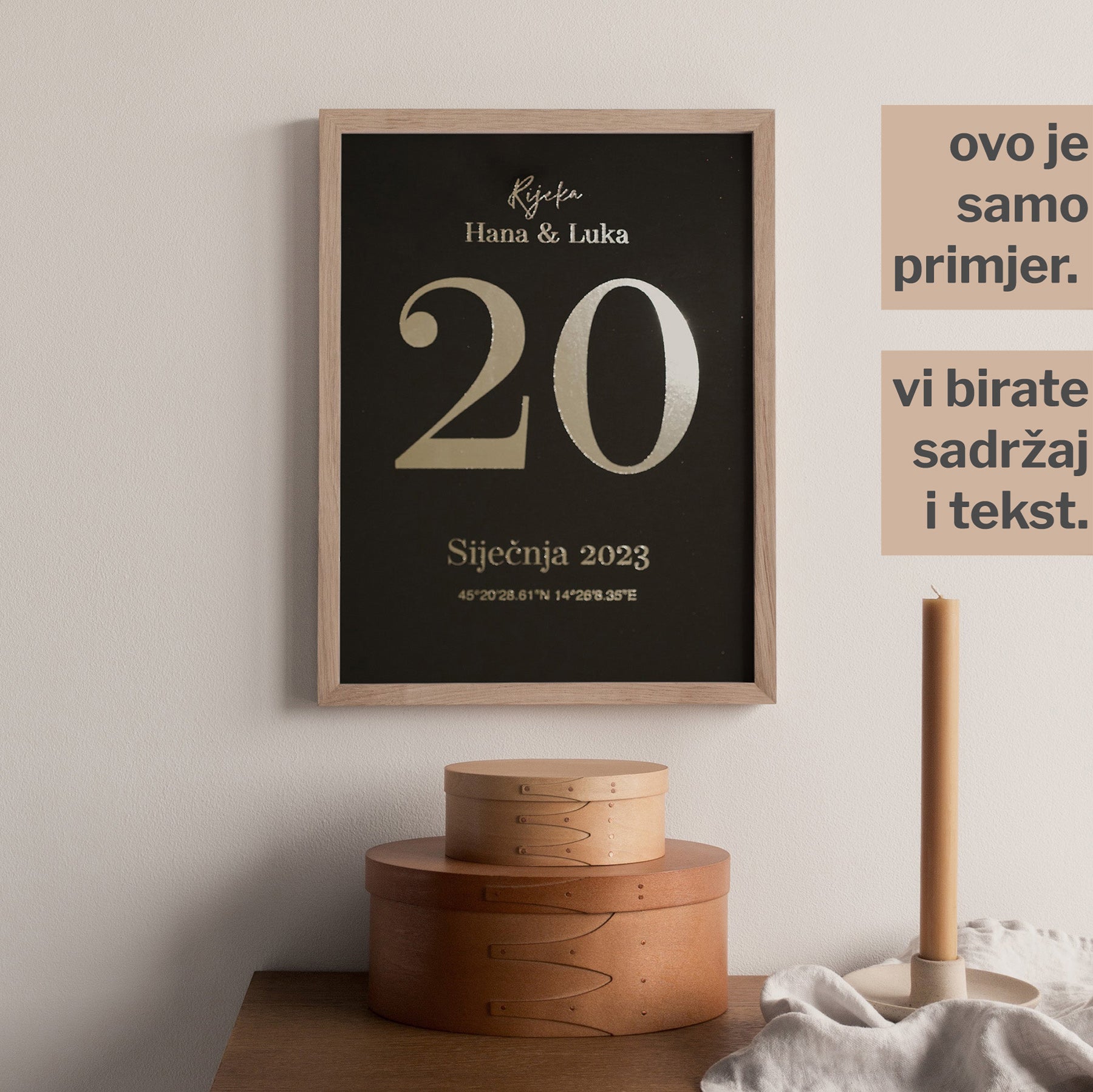 personalizirani datum obljetnice ili rođenja s metalnom folijom