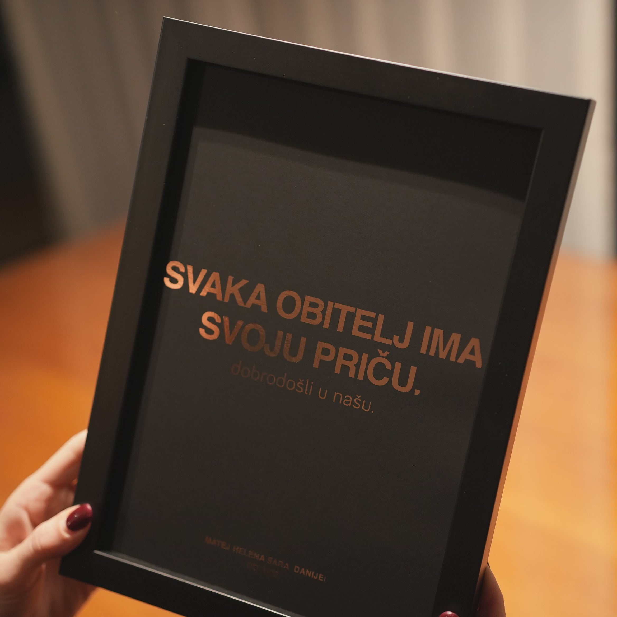 priča naše obitelji personalizirani print s metalnom folijom