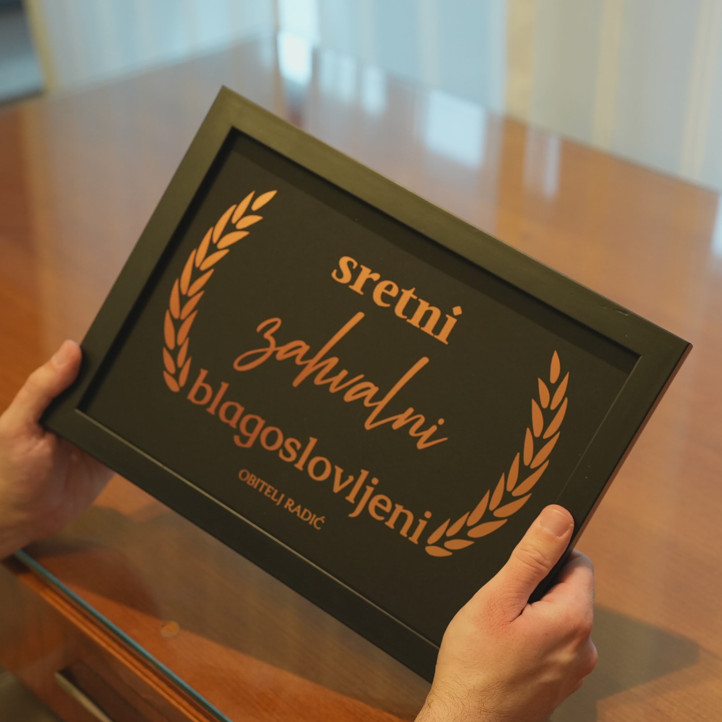 sretni zahvalni blagoslovljeni personalizirani print s metalnom folijom