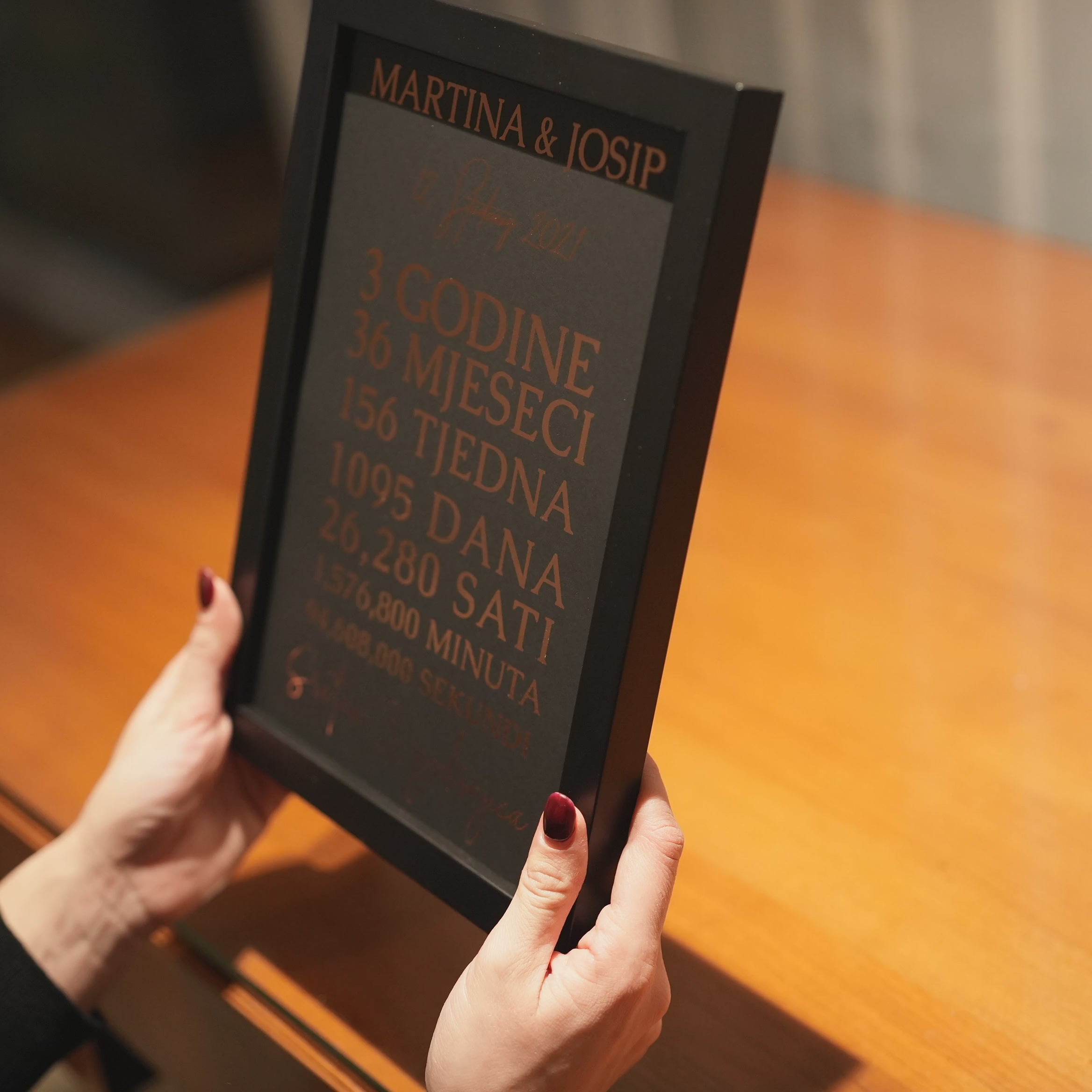 personalizirani poklon za 3. godišnjicu s metalnom folijom