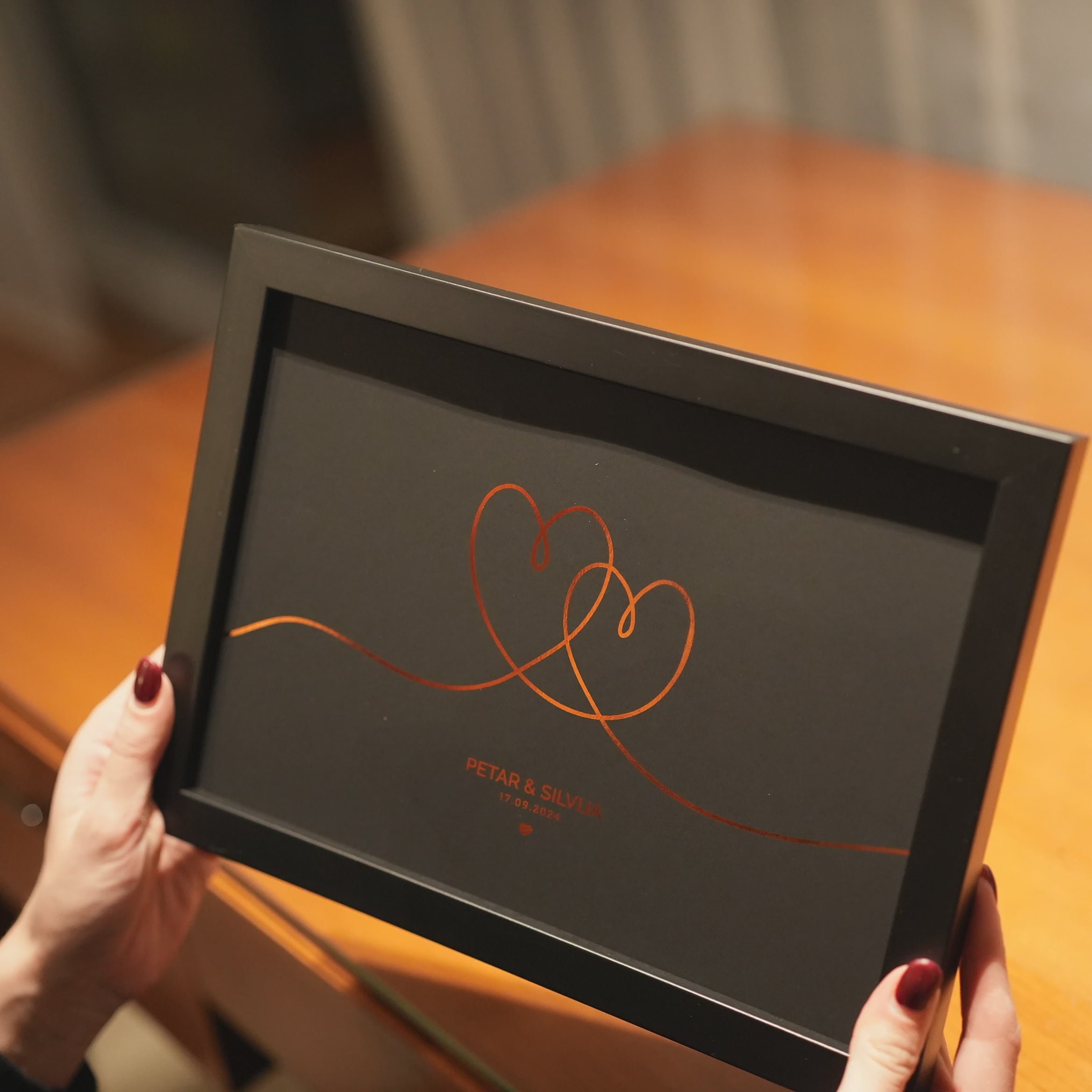 obris dva srca personalizirani print s metalnom folijom