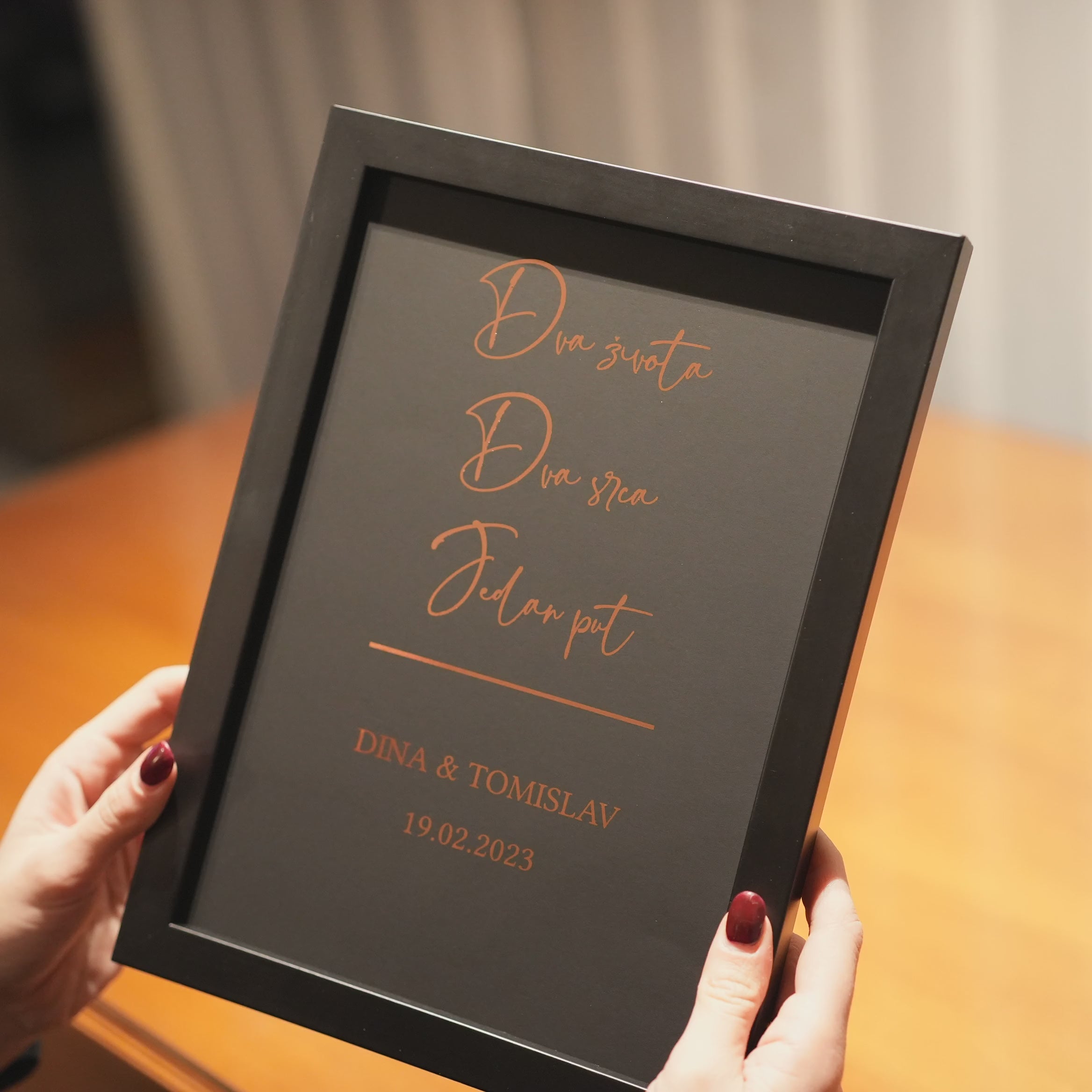 dva života dva srca jedan put personalizirani print s metalnom folijom