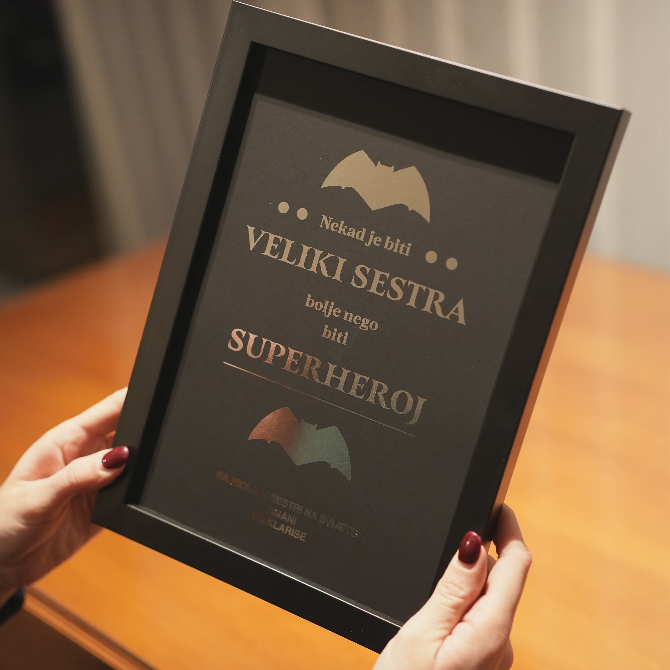 velika sestra personalizirani print s metalnom folijom