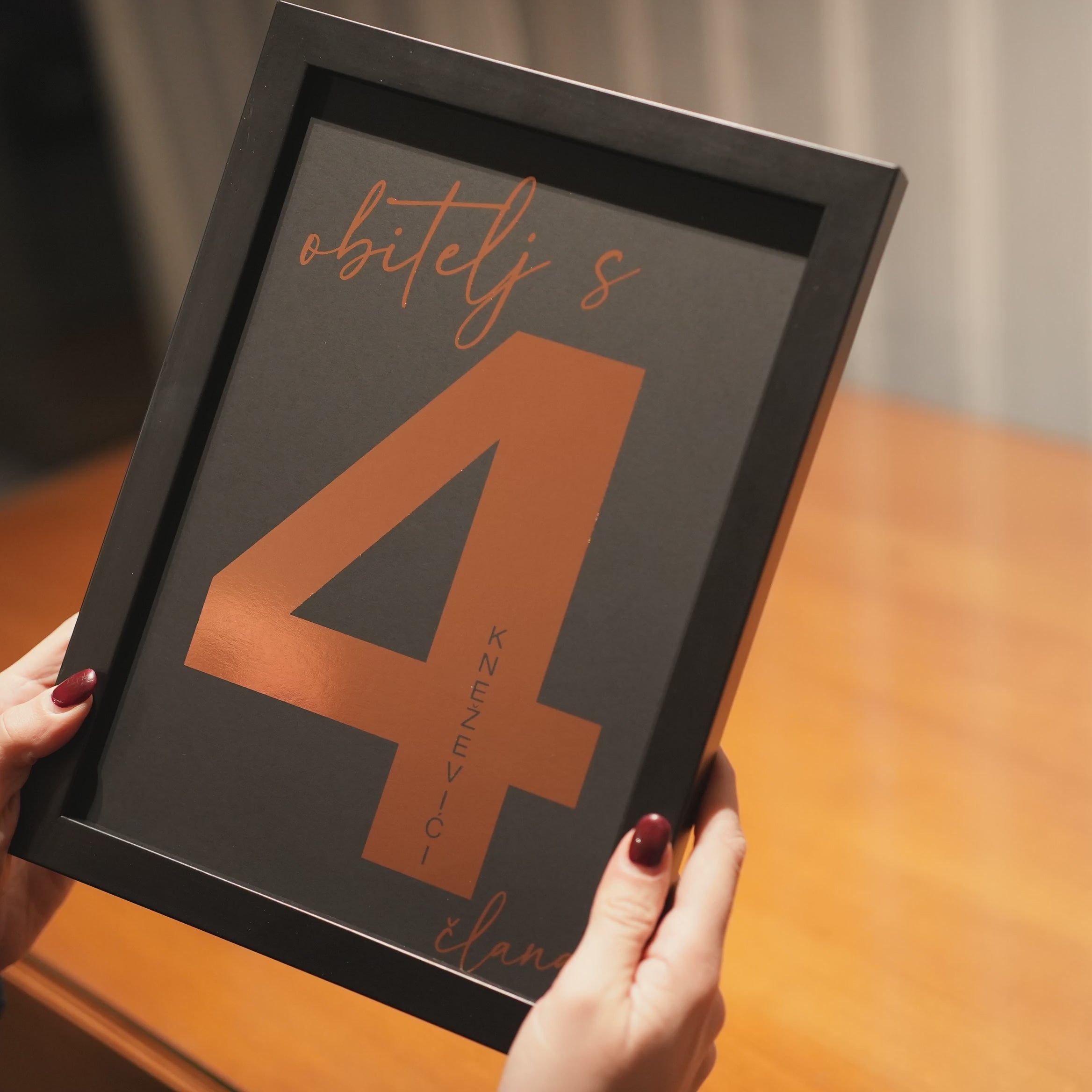 obitelj s 4 člana personalizirani print s metalnom folijom