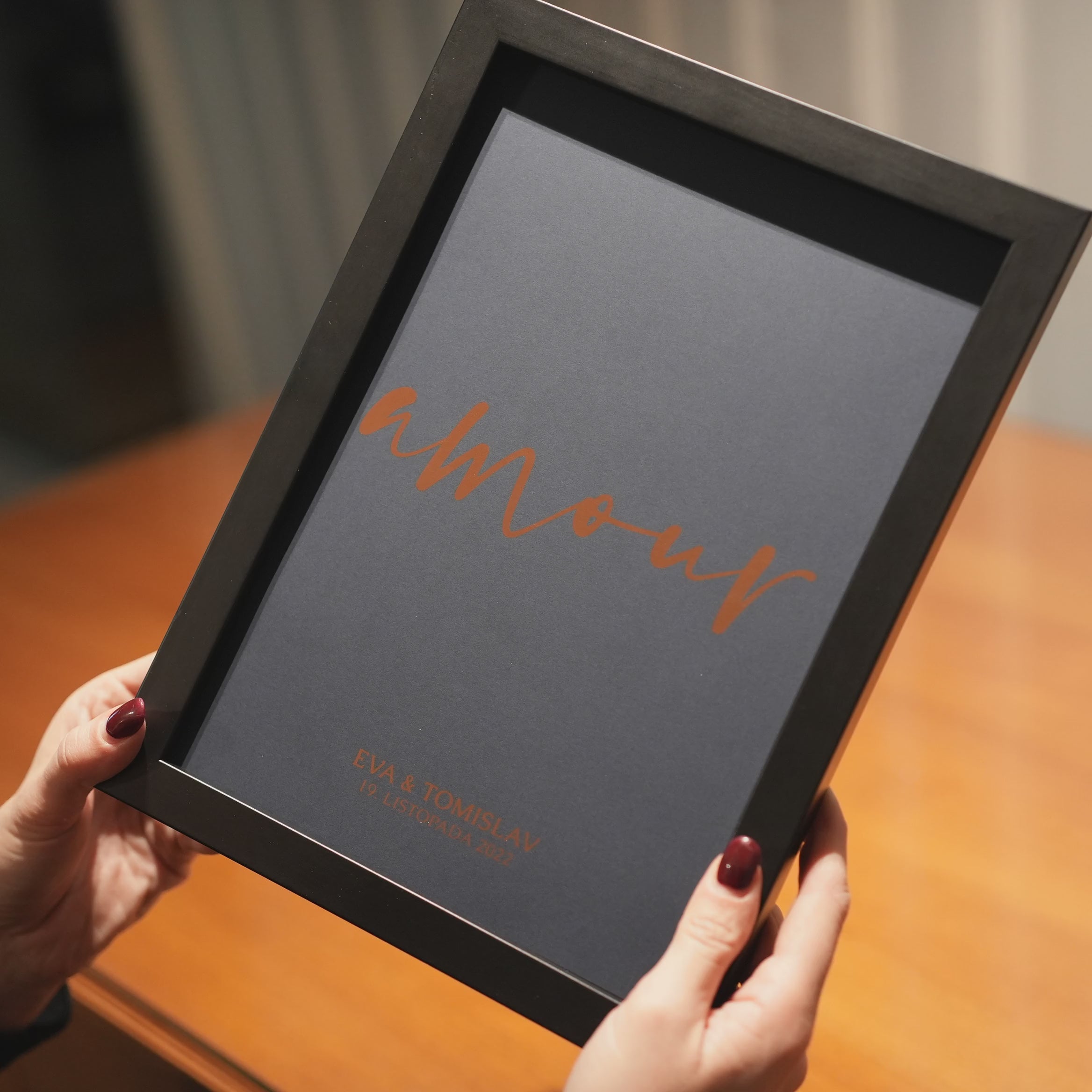 amour personalizirani print s metalnom folijom za parove