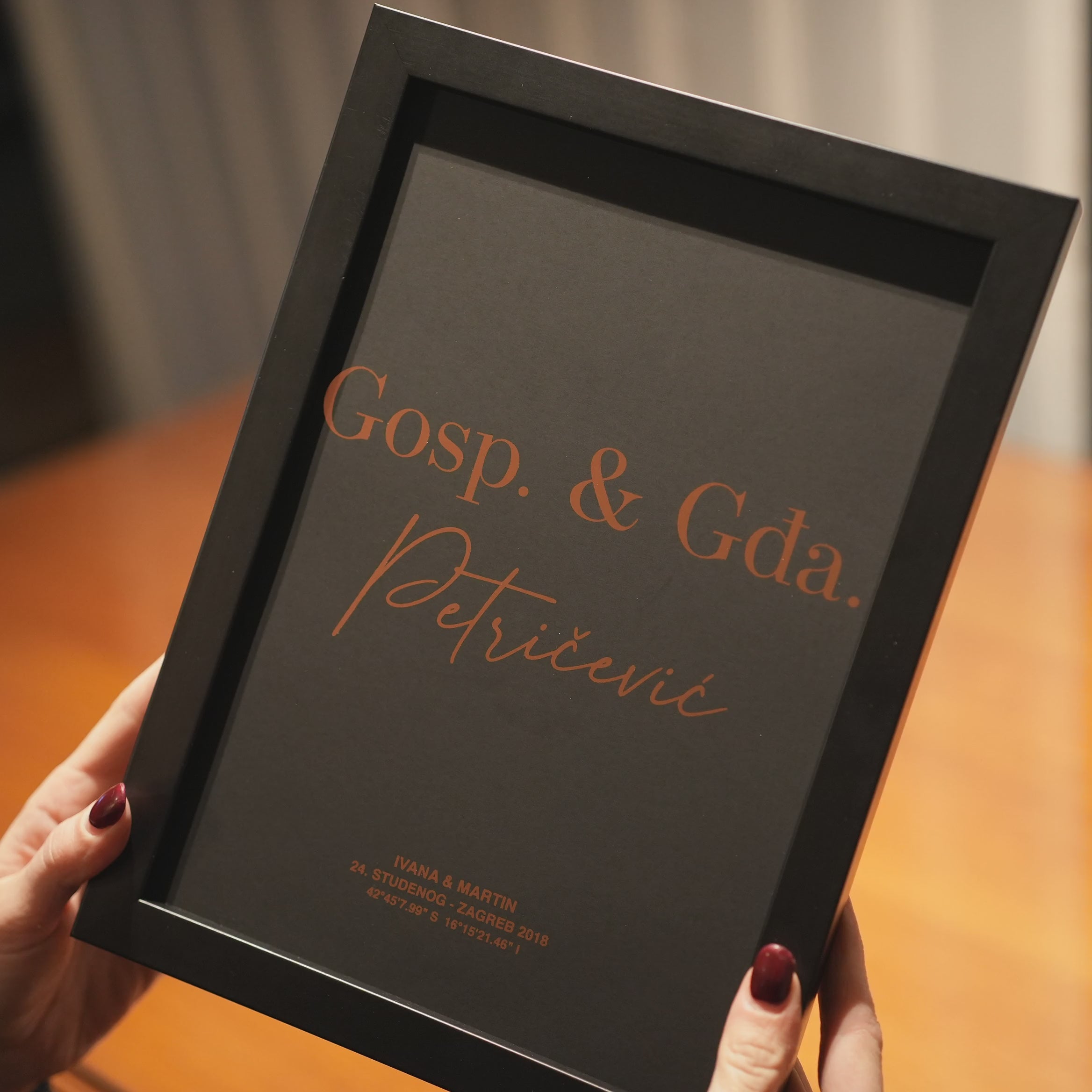 gospodin i gospođa personalizirani print za parove s metalnom folijom